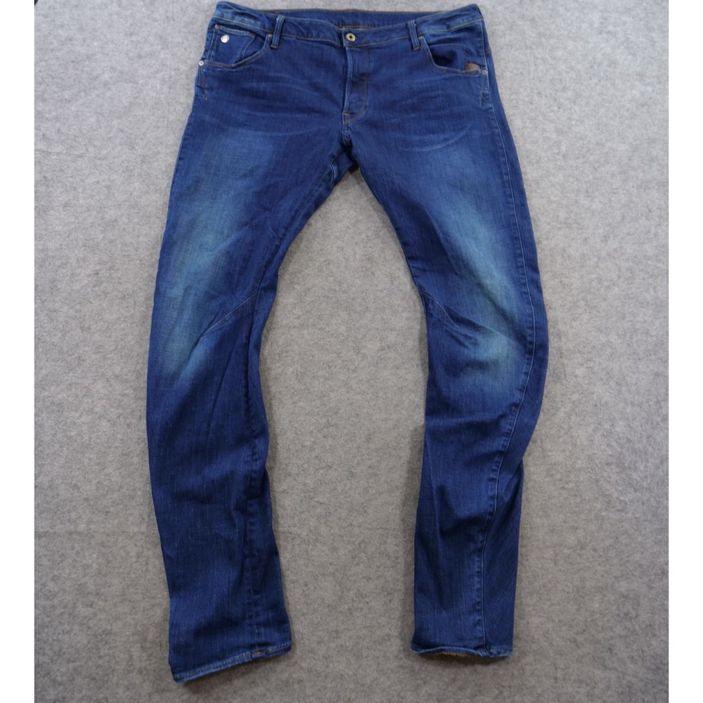G Star Raw Arc 3D Jeans Mens 38 Blue Slim Denim Streetwear Mid Rise Button Fly